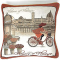 Tache Decorative Throw Pillow Cover 1 Piece Square Vintage French Girl Day Out in Florence Burgundy Orange Tapestry Pillow Cover 18 x 18
