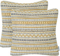 Mika Home Pack of 2 Throw Pillow Covers, Striped, 20x20 Inches, Gold Grey | Decorative Pillow Cases for Sofa Couch Bed, Bohemian Striped Geometric Pattern