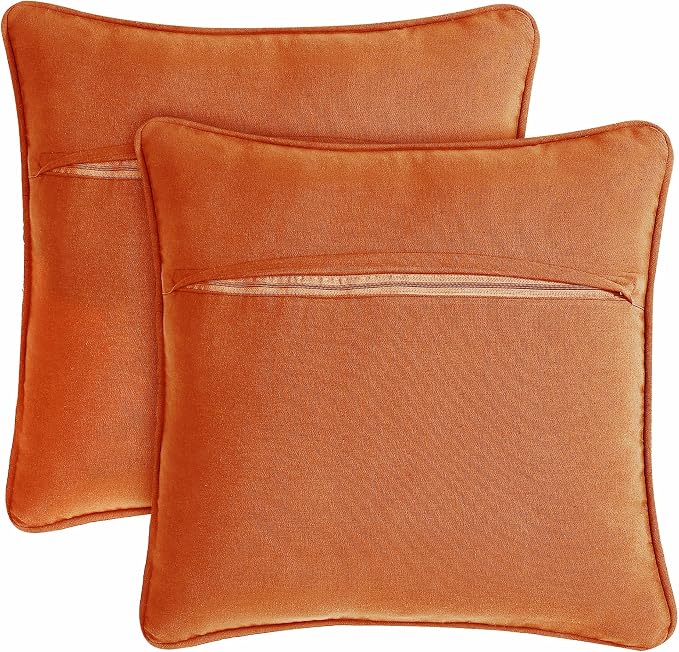 Boho Living 18x18 Harvest Orange Throw Pillow Covers Pillow Insert not Included - Boho Pillow Covers Only, Pack of 2
