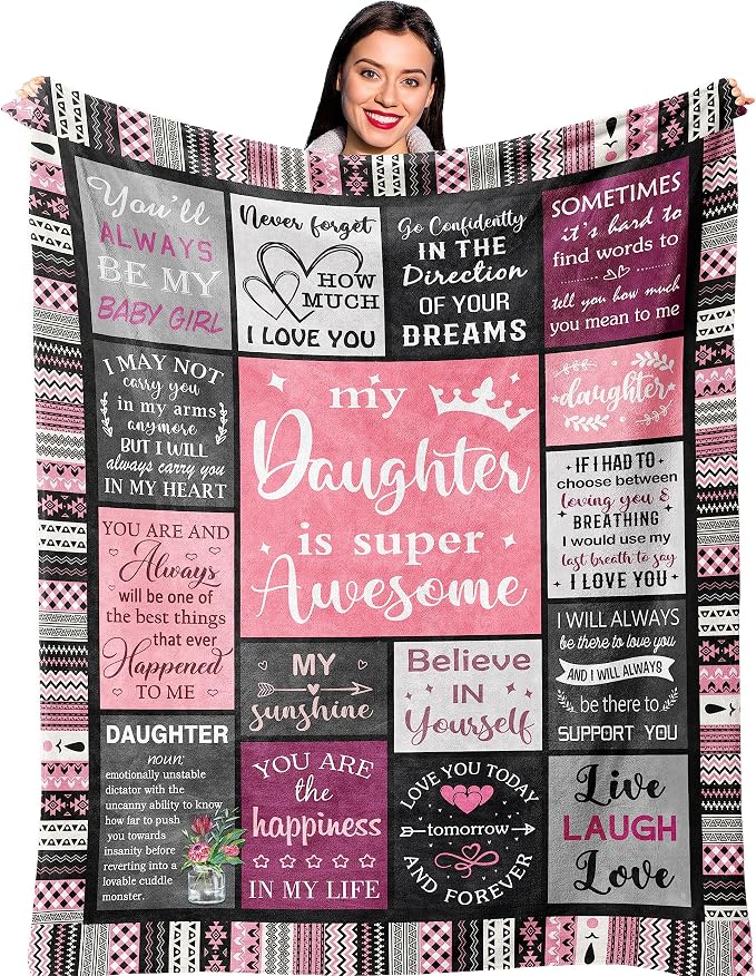 Ruvinzo Daughter Gifts from Mom Dad, Birthday Gift for Daughter, Daughters Birthday Gifts Idea, Daughters Blanket 60” x 50”