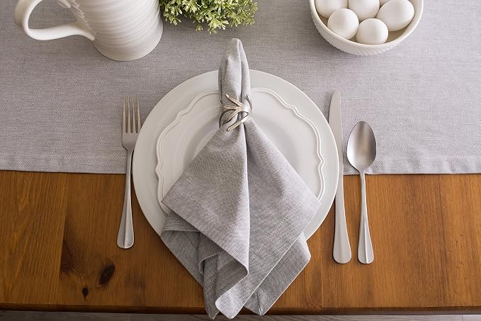DII Chambray Kitchen, Tabletop Collection, Gray, 14x72 Table Runner