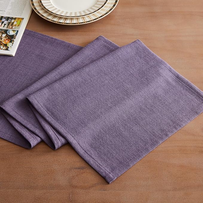 ZeeMart Rustic Cotton Linen Table Runner, 13x108 Inches Purple | Farmhouse Style Linen Table Runners 108 Inches Long, Washable Kitchen Dining Table Decoration for Home Party Decor