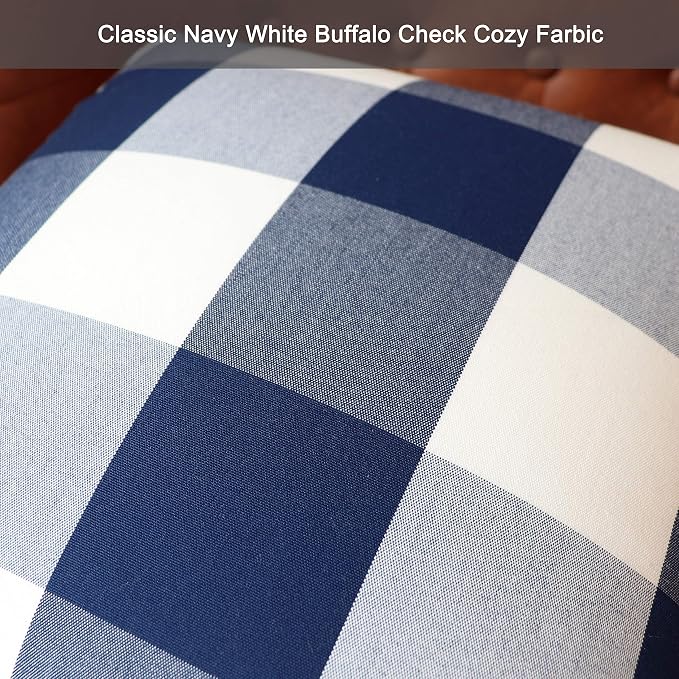 Buffalo Check Plaid Pillow Covers Decorative Outdoor Throw Pillow Covers 18 x 18 Farmhouse Throw Pillows for Couch Sofa Bed Home Pack of 2 Navy Blue