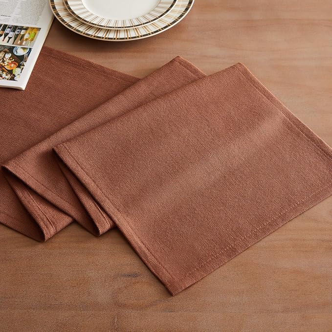 ZeeMart Rustic Cotton Linen Table Runner, 13x36 Inches Terracota | Farmhouse Style Linen Table Runners 36 Inches Long, Washable Kitchen Dining Table Decoration for Home Party Decor