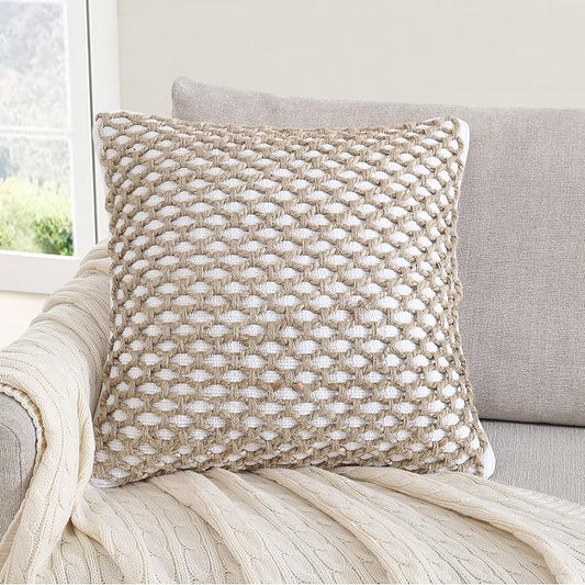 Boho Living 18x18 White Throw Pillow Covers with Pillow Insert Included, Pack of 1