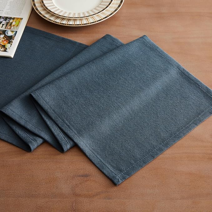ZeeMart Rustic Cotton Linen Table Runner, 13x72 Inches Navy | Farmhouse Style Linen Table Runners 72 Inches Long, Washable Kitchen Dining Table Decoration for Home Party Decor