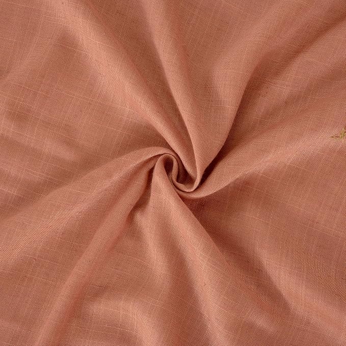 BGment Terracotta Linen Curtains 48 Inch Length, Burnt Orange Light Filtering Drapes Semi Sheer with Rod Pocket Rustic for Living Room Bedroom Lightweight, 2 Panels Set, Each 42 Inch Wide
