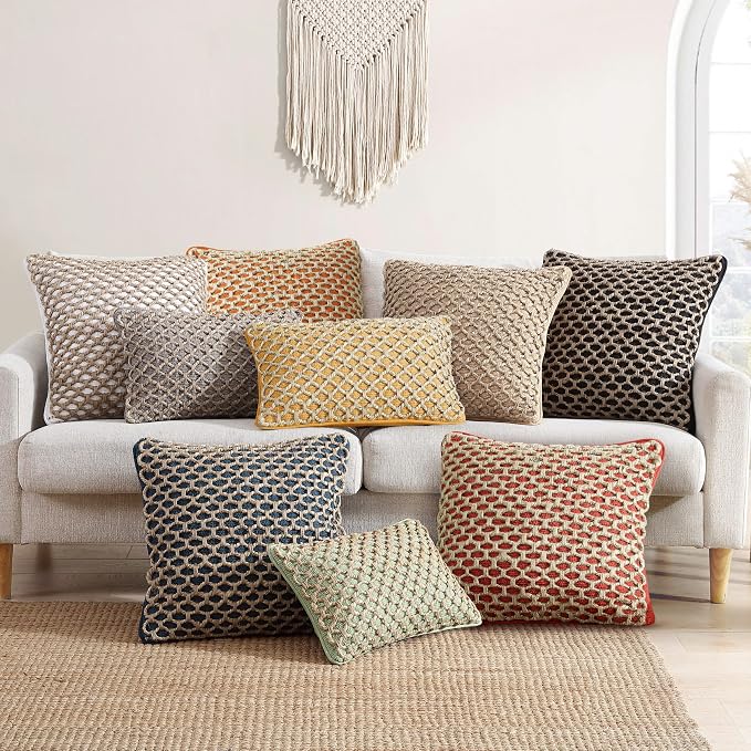 Boho Living 18x18 Mustard Yellow Throw Pillow Covers with Pillow Insert Included, Pack of 1