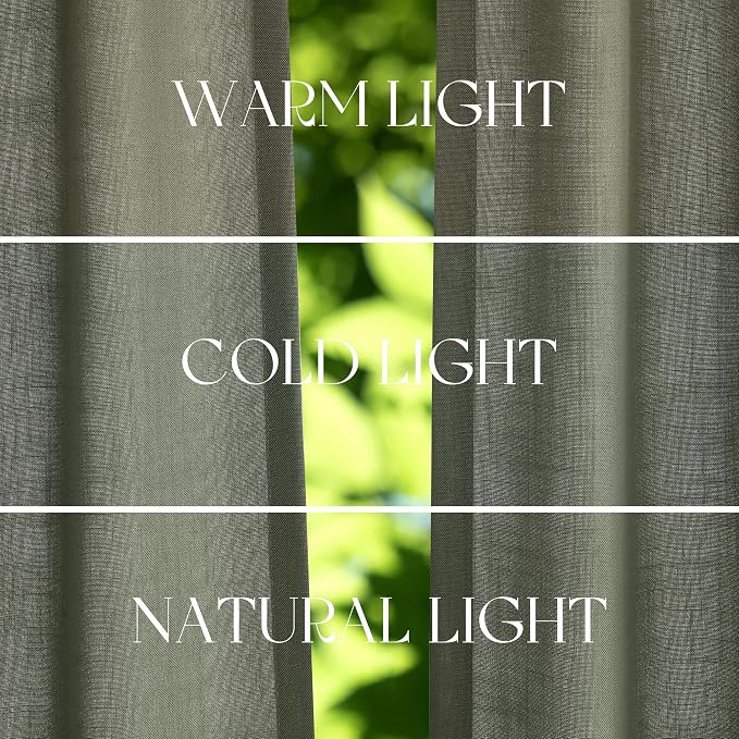 Jowels Olive Green Linen Curtains 70 Inch Long 2 Panels for Living Room | Loden Light Filtering Semi Sheer Curtain, Back Tab Pocket Pleated Look,Farmhouse Textured Privacy Drapes for Bedroom Window