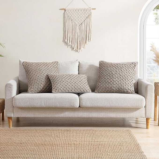 Boho Living Jada 2 Pc Decorative Throw Pillow Covers, Pillow Insert not Included, Premium Woven Design, Living Room Décor, (2) 20" x 20", Grey