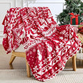 Edenleaf Christmas Blanket Soft Cozy Fleece Throws with Snowman Snowflake Reindeer and Xmas Trees Print, Fuzzy Warm Christmas Throw Blanket for Couch Bed Holiday Decorations Gifts 60"x80" (Red)