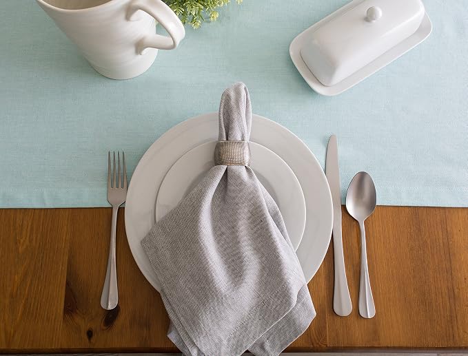 DII Chambray Kitchen, Tabletop Collection, Aqua, 14x72 Table Runner