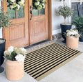 Black Khaki Striped Rug -2.3'x3.6' Front Door Mats Outdoor,Small Washable Throw Rug for Front Porch, Spring Welcome Mats Outdoor Indoor Doormat for Entryway Porch Entrance