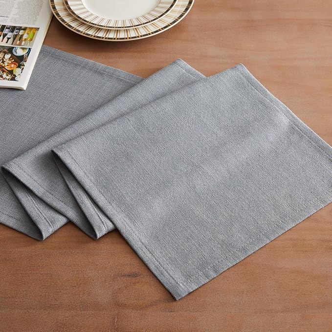 ZeeMart Rustic Cotton Linen Table Runner, 13x72 Inches Blue Ashes | Farmhouse Style Linen Table Runners 72 Inches Long, Washable Kitchen Dining Table Decoration for Home Party Decor