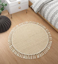 Lahome Boho Round Rug 3ft, Small Circle Washable Rugs for Entryway Kitchen | Indoor Door Bath Mat Woven Cotton with Tassels, Farmhouse Decor Area Rug Non Shedding Carpet for Bedroom Entry Dorm, Khaki