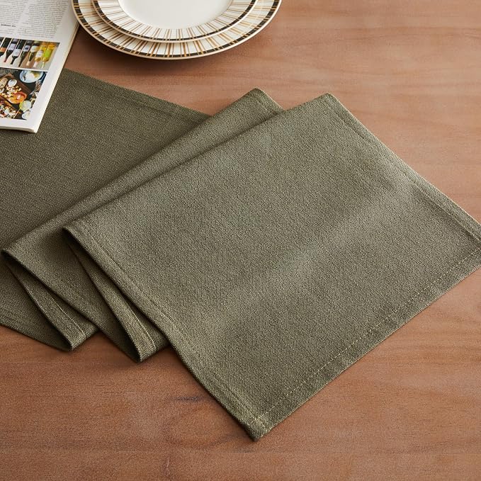 ZeeMart Rustic Cotton Linen Table Runner, 13x108 Inches Olive | Farmhouse Style Linen Table Runners 108 Inches Long, Washable Kitchen Dining Table Decoration for Home Party Decor