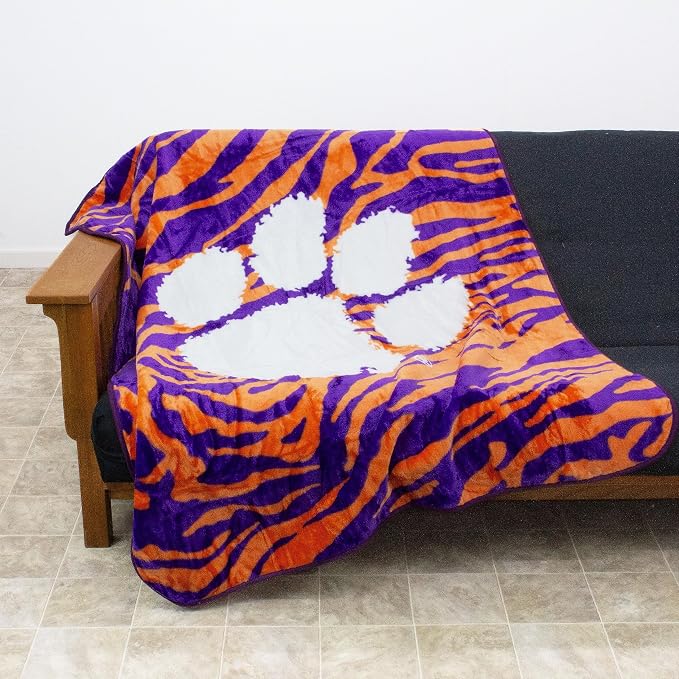 College Covers Clemson Tigers Raschel Throw Blanket, 60 in by 50 in
