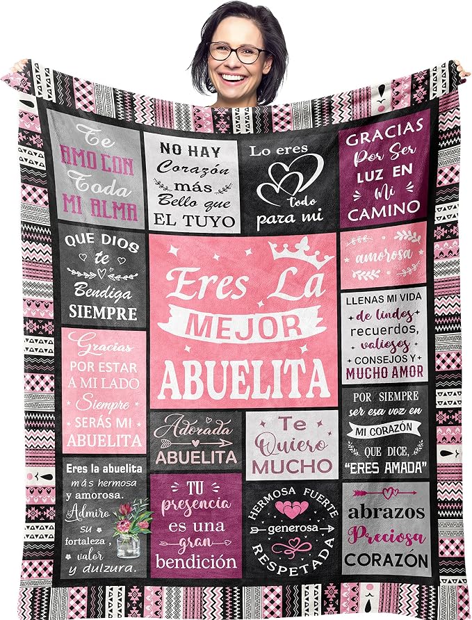 Ruvinzo Grandma Gifts in Spanish, Mothers Day Birthday Gifts for Grandma, Abuela Gifts, Regalos para Abuela, Grandmother Gifts, Abuelita Blanket 50" x 60"