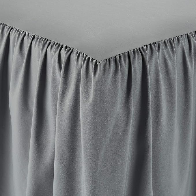 Amazon Basics Wrinkle Resistant Machine Washable Ruffled Bed Skirt, Fade Resistant 100% Microfiber with 16" Drop, Queen, Dark Grey