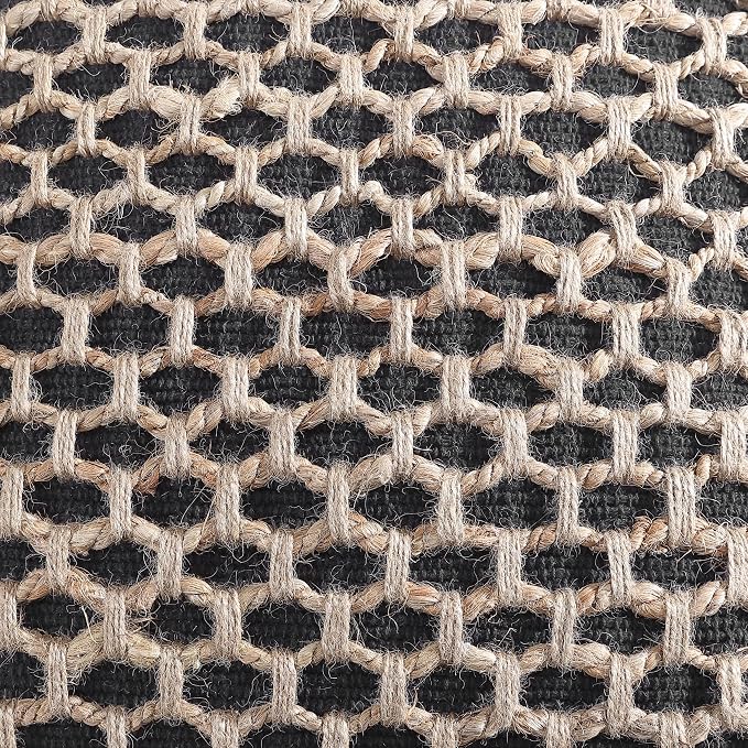 Boho Living Jada Decorative Throw, Includes Accent Insert, Premium Woven Design, Living Room Décor, (2) 20" x 20" Pillow Covers, Black 2 Count
