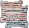 Mika Home Pack of 2 Throw Pillow Cases, Striped, 22x22 Inches, Navy Pink | Decorative Pillow Covers, Home Decoration, Bohemian Striped Geometric Pattern