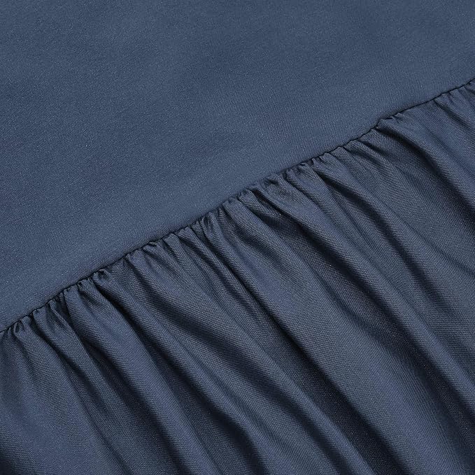 Amazon Basics Lightweight Ruffled Bed Skirt, Classic Style, Machine Washable, Fade and Wrinkle Resistant, 100% Microfiber with 16" Drop, Queen, Navy Blue
