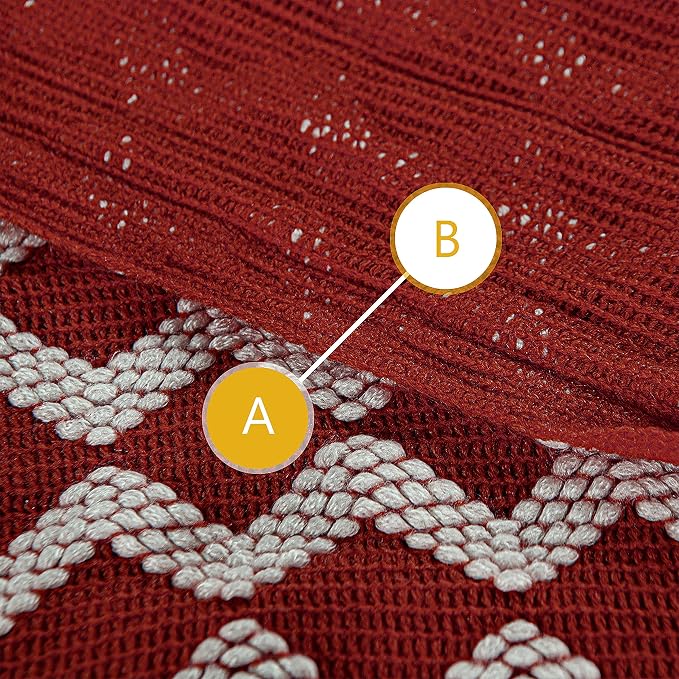 NTBAY Acrylic Knit Throw Blanket, 51 x 67, Red and White Striped | Lightweight Acrylic Wave-Knit Throw with 7 Inch Tassels for Sofa, Bed, Reading, Travel, and Decorative Layering