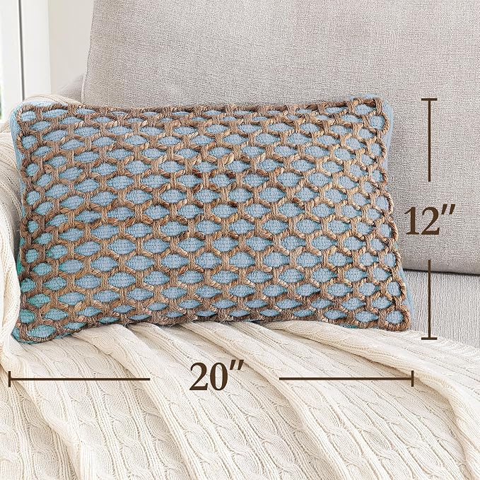 Boho Living 12x20 Light Blue Throw Pillow Covers Pillow Insert Included - Pack of 1