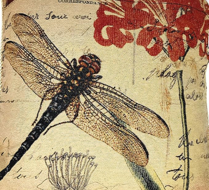 Tache 2 Piece 18 x 18 inch Square Exotic Vintage European Fly High Dragonfly Decorative Cushion Pillow Throw Cover Set