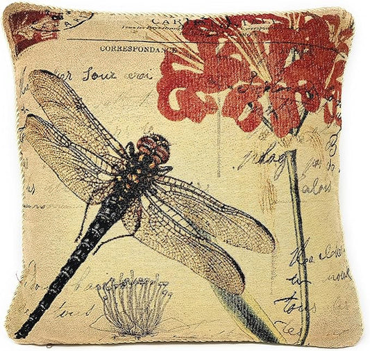 Tache 1 Piece 18 x 18 inch Square Exotic European Vintage Fly High Dragonfly Decorative Cushion Pillow Throw Cover